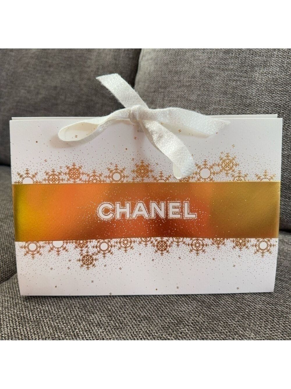 Chanel Empty Paper White Golden Logo Small Authentic Luxury